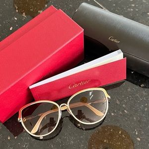 Stunning CARTIER silver and gold💕perfect…sunglass case…box and booklet included